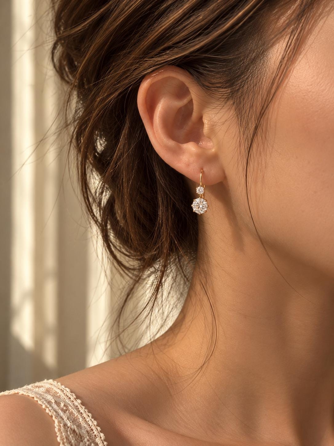 Double CZ Drop Earrings