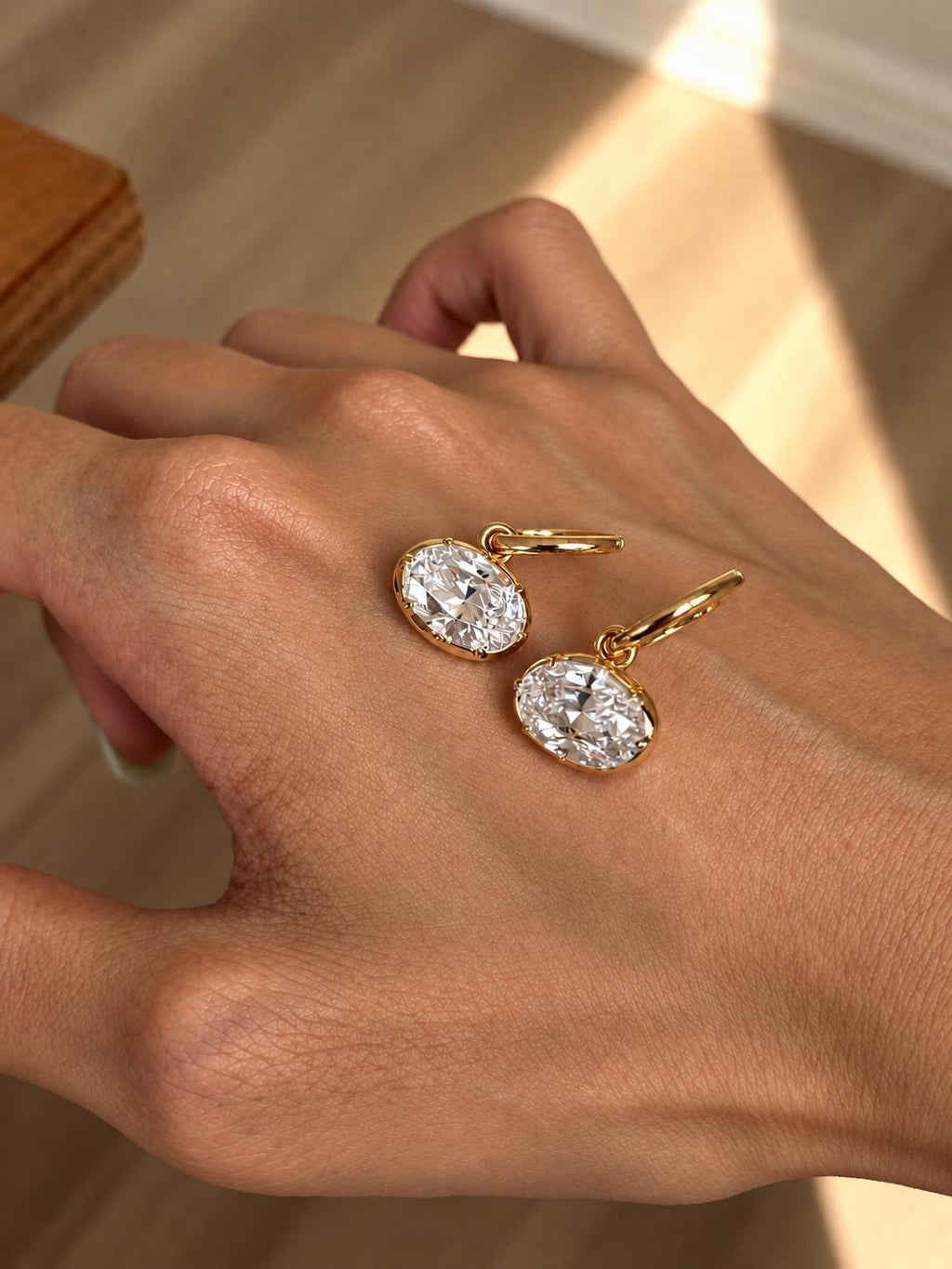 Oval CZ Drop Earrings
