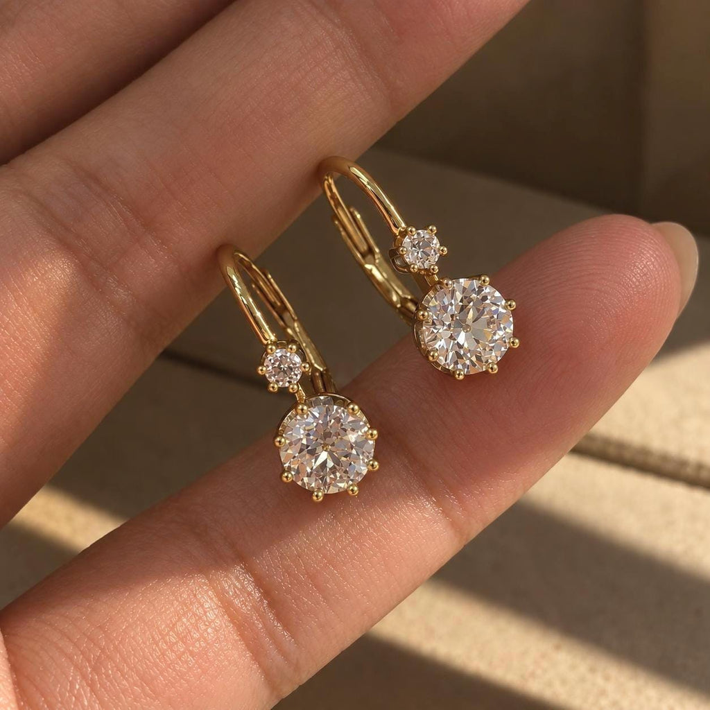 Double CZ Drop Earrings