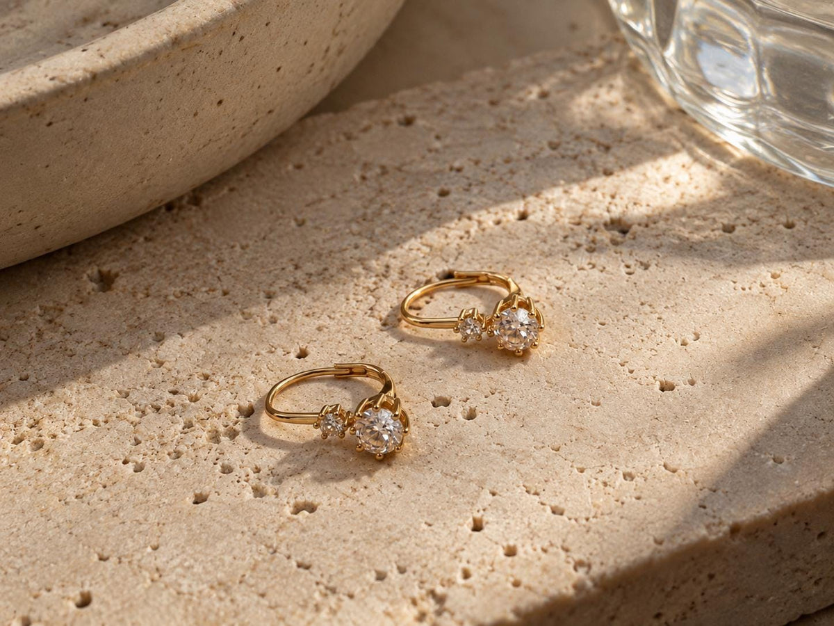 Double CZ Drop Earrings