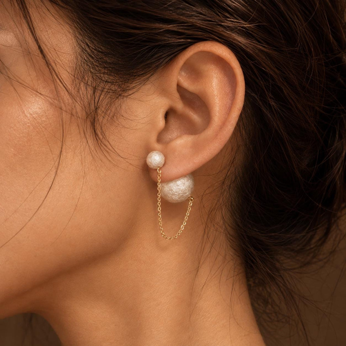 Double-Sided Pearl Stud Earrings