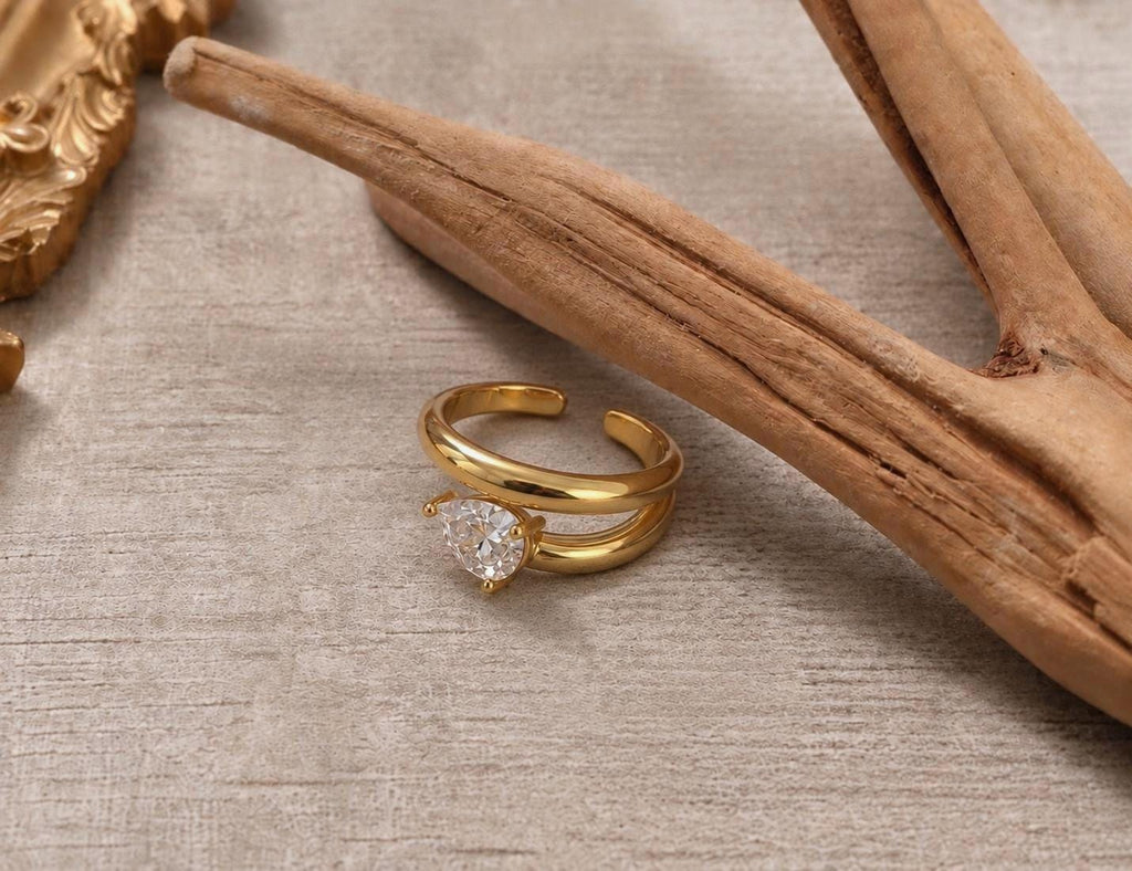 Pear-Cut CZ Open Ring