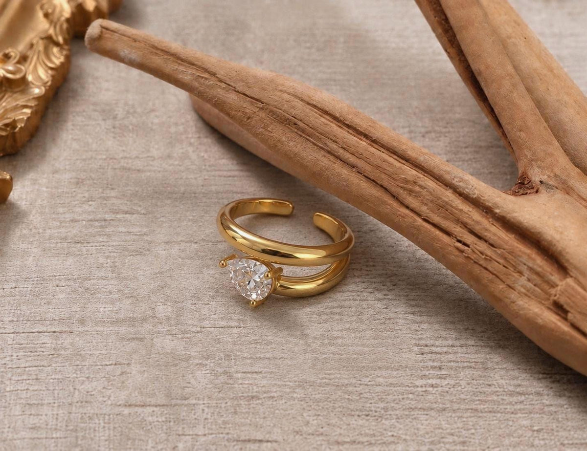 Pear-Cut CZ Open Ring