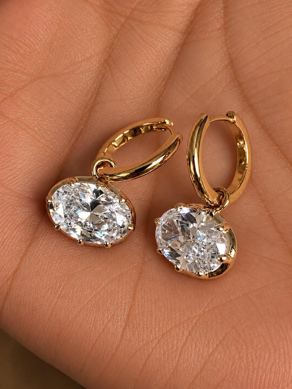 Oval CZ Drop Earrings