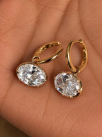 Oval CZ Drop Earrings