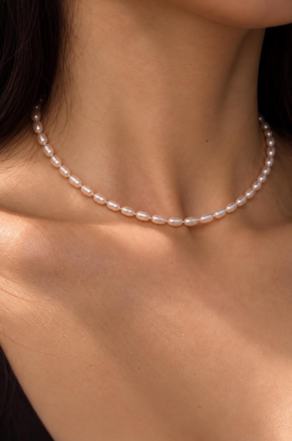 Pearl & Gold Snake Chain Necklace Set