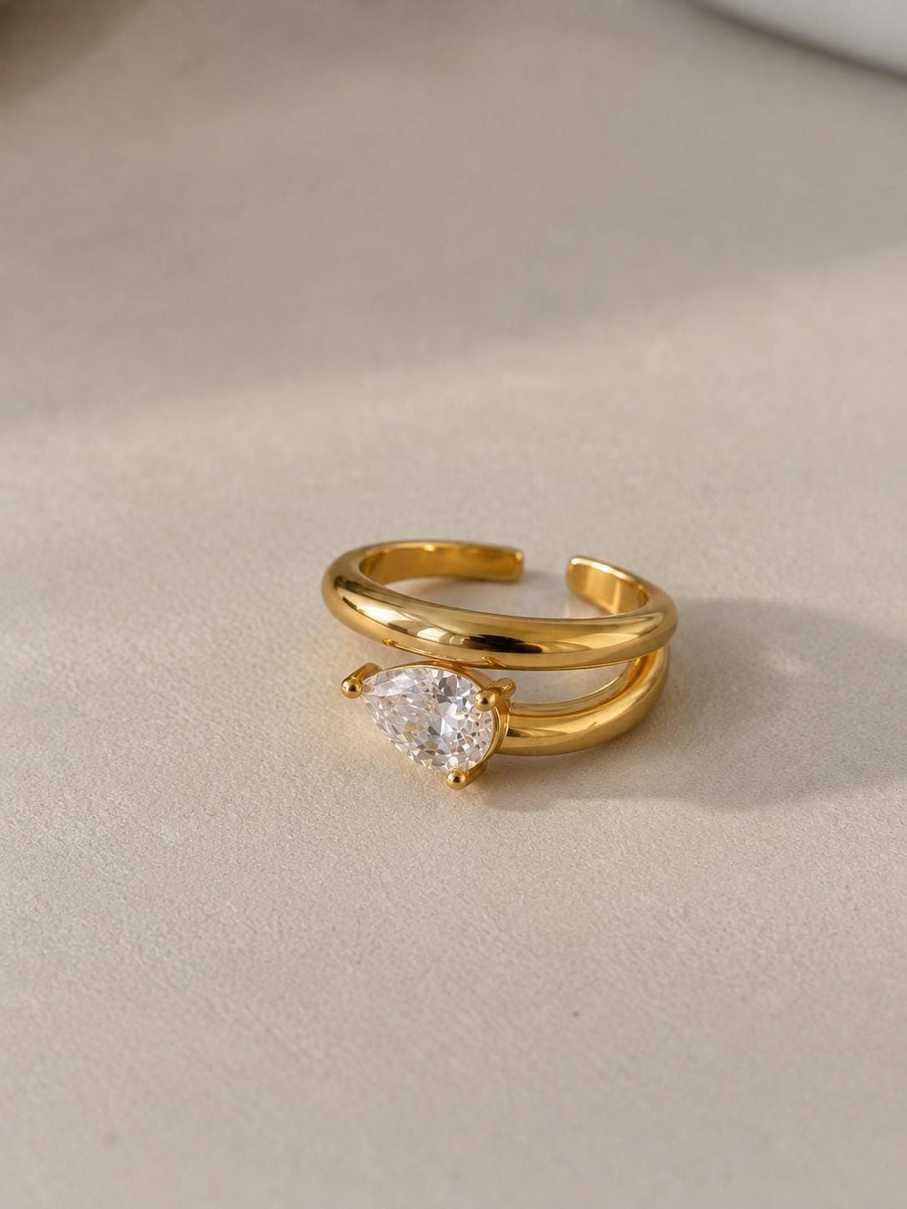 Pear-Cut CZ Open Ring