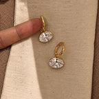 Oval CZ Drop Earrings