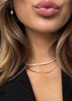 Pearl & Gold Snake Chain Necklace Set
