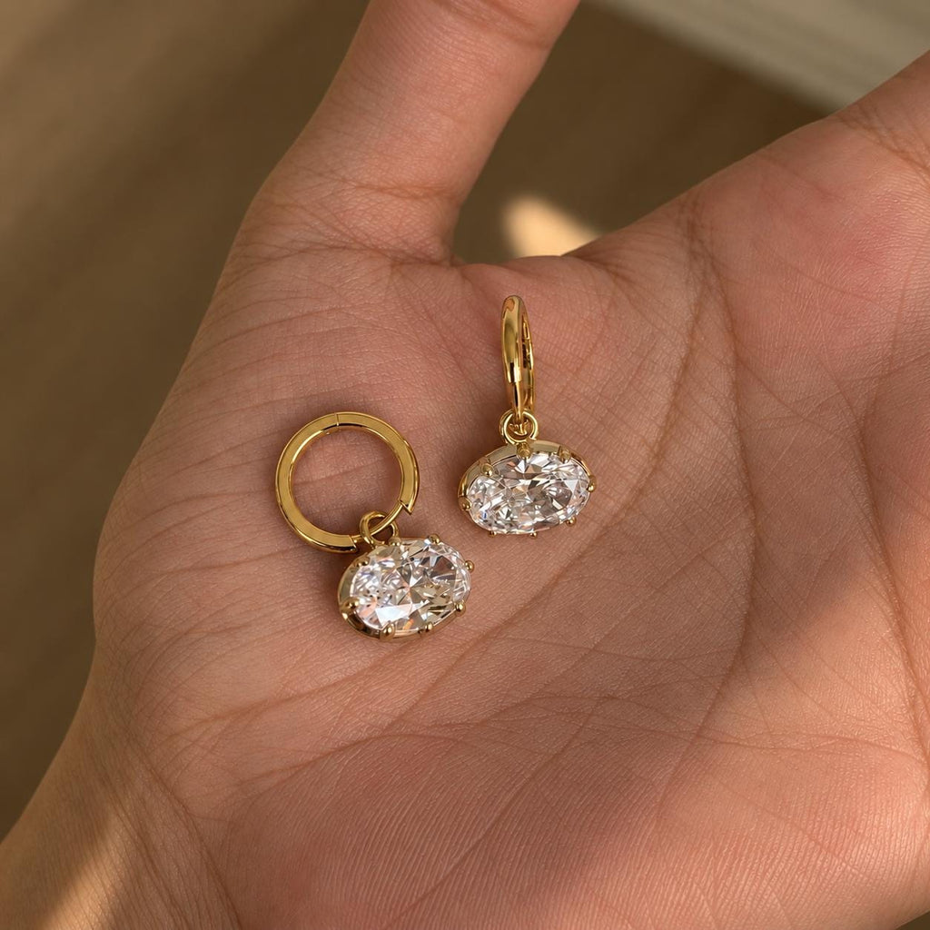 Oval CZ Drop Earrings