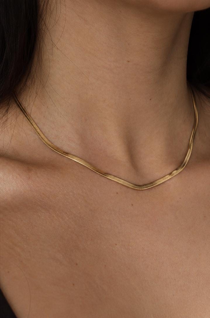 Pearl & Gold Snake Chain Necklace Set