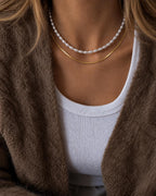 Pearl & Gold Snake Chain Necklace Set