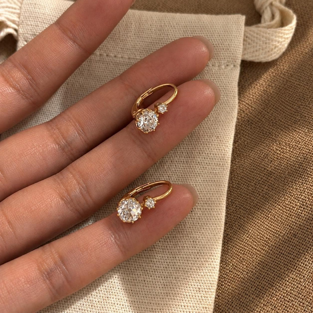 Double CZ Drop Earrings