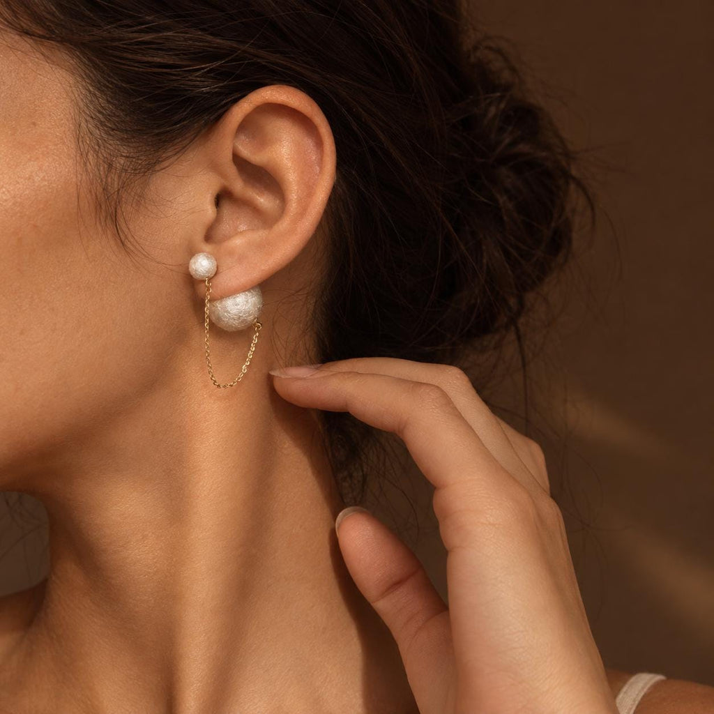 Double-Sided Pearl Stud Earrings